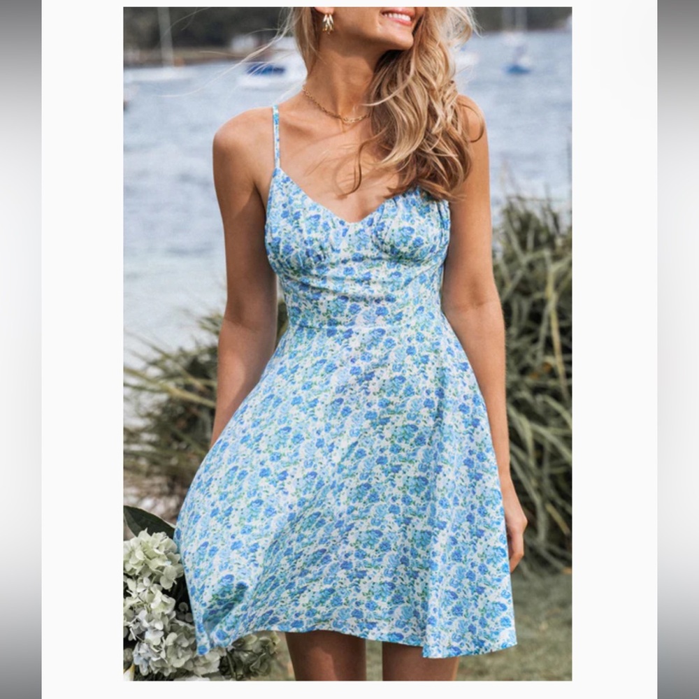 Cupshe Avila Ditsy Floral Print Fit & Flare Dress
L / Sky
